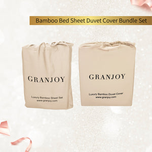 Beige Bed Sheet Duvet Cover Set - Bamboo Sheets