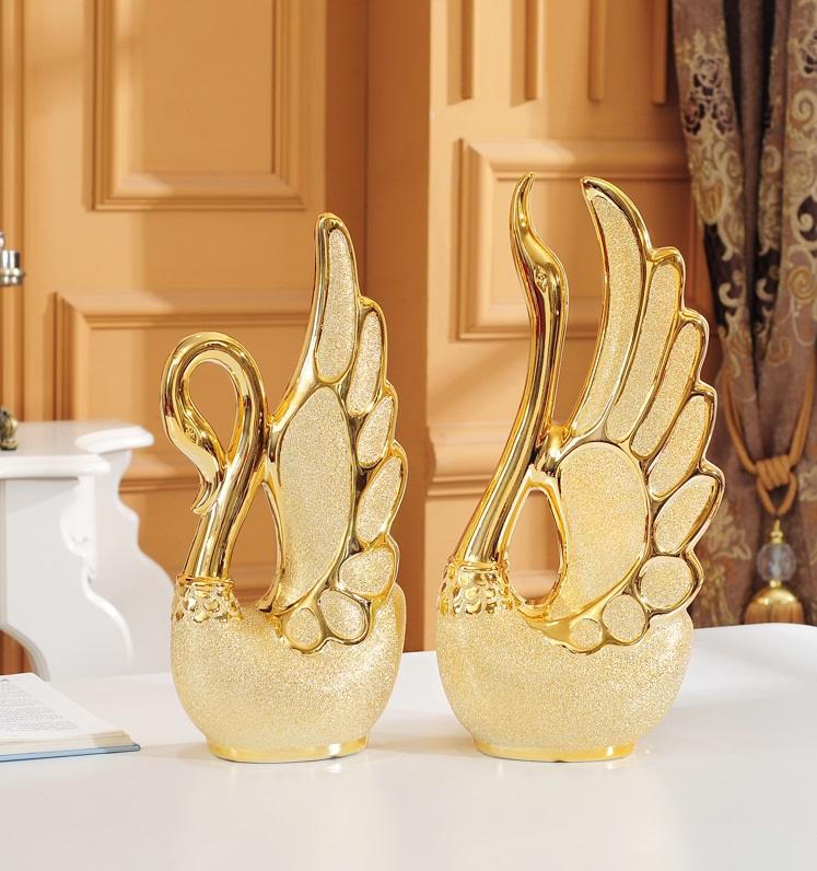 Pair of Gold Plated Swan
