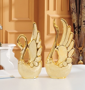 Pair of Gold Plated Swan